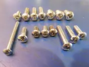 15PK ASSORTED CHROME SAE THREAD ALLEN BUTTON HEAD SCREWS HARLEY DAVIDSON