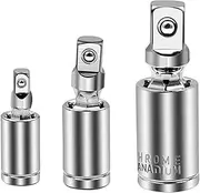 BHUTMPJK 1/4" 3/8" 1/2" Universal Joint Set Ratchet Angle Extension Bar Socket Adapter Manual And Pneumatic Bendable Adapter Socket Tools