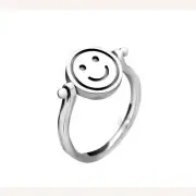 Solid 925 Sterling Silver Dual Face Spinner Ring Smile & Sad Faces Gift For Him