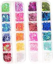 BELLIFFY 2 Boxes Glitter Manicure Tools Nail Gems Charms Art Glitter Kits Rhinestones