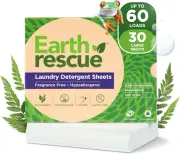 Laundry Detergent Sheets - up to 60 Loads (30 Sheets) - Unscented, Hypoallergeni