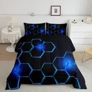 Honeycomb Kids Comforter Set Modern Geometry Hexagon Bedding Set Twin Multi 21
