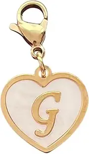 [AMOBESTER] Golden Heart Titanium Steel Shell Finish Alphabet Letter Clip-On Charms A-Z Initial Pendant for Bracelet, Necklace, Keychain, DIY Jewelry Making