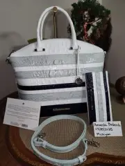 Brahmin Seaglass Vineyard RARE SILVER HARDWARE Handbag Wallet Set