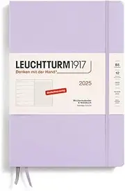 LEUCHTTURM1917 370478 Weekly Calendar & Notebook 2025, Composition B5 Hardcover - 12-Month Planner, 80 g, Lined - Lilac