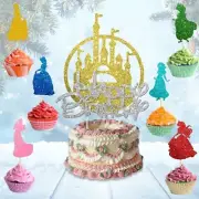 7pcs Princesses Cake Topper Cupcake Toppers Princess Castle Cake Decoration Set