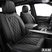 MIROZO Dodge Ram Seat Covers Full Set,5PCS Car Seat Cover Waterproof Fits for 2009-2024 Ram 1500 2500 3500 Crew Quad Regular Cab Pickup Cushions Compatible with Split Bench 40/60(Black,Full Set)