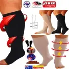Men Women XL-7XL Plus Size Compression Socks Knee Leg Support Open Toe 20-30mmHg