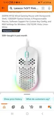 DIERYA M1SE Wired Gaming Mouse with HoneycombShell, 12800DPI Optical Sensor, 6