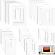 KATIMI 25 Pieces Picture Mounts, 5 Sizes Picture Mounts for Frames, White Photo Mounts, Mounting Card for Photo Frames, Paper Photo Frame Mats for Posters Artworks Prints Paintings