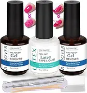 Gel Polish Remover Kit - 2Pcs Gel Nail Remover and Latex Tape for Nails, 3-5 Minutes Quick Gel Polish Remover for Nails
