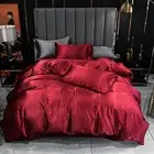 Red Silk Satin Quilt Duvet Doona Cover Set/Fitted Sheet Queen King Size Bedding