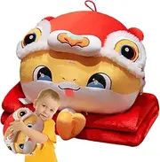 Throw Blanket and Pillow Set, Hand Warmer Stuffed Blanket and Pillow Set, Warm Blanket and Plush Pillow Set, Cute Snake Plush Pillow, Hand Warming Pillow Blanket for Travel Airplane Train Bed