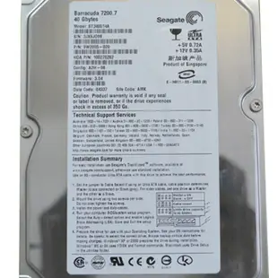 5Cgo【含稅】希捷/Seagate ST340014A 40GB 3.5寸 Barracuda 7200.7並口IDE