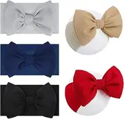 Lanmerry HAIRBAND 5 Pack - For Girls Baby Headbands with Bows Elastics Hairbands Oversized Head Wraps Infant Toddlers Kids Navy