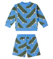 [Stella McCartney Kids] Stella McCartney Kids Printed cotton jersey sweatshirt and shorts set Y 3 blue