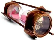6"Solid Brass Decorative SandTimer 3min Hour Glass With Fully Functional Compass