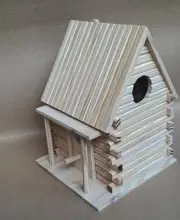 Wood Bird House - Hanging Nesting box for hummingbirds & small birds, with roof