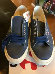 Superga Women's 2750 Cotu Classic Blue Waxed Suede, Size 8.5, EU 39.5, NEW, RARE
