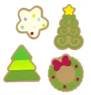 PREMADE SCRAPBOOK PAPER PIECING-FOR LAYOUT-CHRISTMAS-SET OF 4 COOKIES