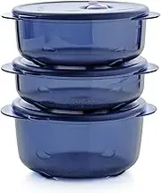 Tupperware Brand Vent ‘N Serve Container Set - 3 Small Round Containers to Prep, Freeze & Reheat Meals + Lids - Dishwasher, Microwave & Freezer Safe - BPA Free
