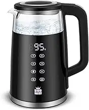 ForMe Electric Water Kettle 1.7L with Temperature Setting 40-100°C In Digital Temperature Display I Glass Cooker Stainless Steel Glass Tea Maker Keep Warm Function BPA Free