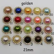 21mm Round Rhinestone Buttons Acrylic Pearl Button Craft Sewing Supplies 10Pcs