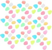 GARVALON 100Pcs Luminous Pebbles for Aquarium Garden Safe Decorative Stones for Fish Tank Resin Glow Dark Pebbles for Flowerpots Patios and Craft Projects