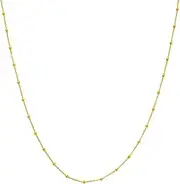 [JewelryWeb] 14k Yellow Gold 1.7mm Faceted Bead Saturn Chain Necklace Lobster Lock Closure Chain-Necklace for Women and Men