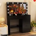 Dressing Table with Makeup Mirror & 11 LED Bulbs & 5 Drawers Vanity Desk Black