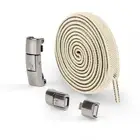 Beige Stretchy Elastic No Tie Boot Sneakers Flat Replacement Shoe Laces #2001