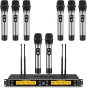 TONOR Wireless Microphone System, 12-Channel UHF Cordless Mic, 8 Handheld Metal