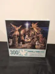 NIB In The Manger Jigsaw Puzzle 300 Large Nativity Scene Jesus Mary Joseph