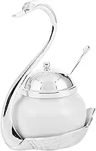 ELAYARD Swan Shaped Honey Jar with Spoon Elegant Decorative Spice Container for Sugar Honey Tea for Kitchen Restaurant Unique Style Storage