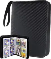 4 Pocket Card Binder, Premium Zip Trading Card Binder, 400 Double Sided