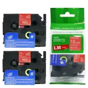 2/Pack 18mm White on Red Tape for P-touch Model PT2430PC, PT-2430PC Printer