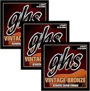 GHS Strings VN-L Vintage Bronze Acoustic Guitar Strings, Light (.012-.054), 3 Sets of VN-L
