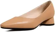 [IKOFLYE] Women's Classic Basic Square Toe Daily Walking Shoes Low Chunky Block Heels Vegan Leather Pumps Black