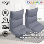 SOGA 2X Lounge Floor Recliner Adjustable Lazy Boy Futon Sofa Game Chair Grey