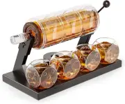Slot Whiskey Decanter Sets for Men, 50.7 Oz Whiskey Decanter Set with 4 Dice Gla