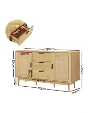 [Artiss] Rattan Buffet Sideboard in Wood
