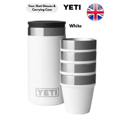 Yeti White Shot Glasses 1.7oz with Carrying Case Double Wall Insulated