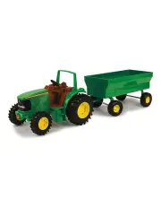 [John Deere] 42cm Tractor & Wagon Interactive Steerable Farm Vehicle Toy 3+