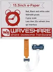 13.3inch E-Paper Display (B) E-Ink Display 960×680 Pixels Red/Black/White SPI Communication Partial Refresh Support Included E-Paper Driver HAT