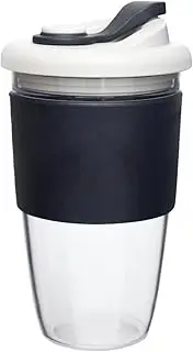 Reusable Coffee Cup, Travel Mug with Splash Proof Lid, Tritan and Food Grade Silicone Material, Cold and Heat Resistant, L16oz/454ml (Black)