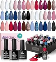 beetles Gel Polish Gel Nail Polish Set 20 Colors (5ml), Glitter Pink Black Blue with No Wipe Base and Glossy & Matte Top Coat for Soak-off UV Light Gel Nail Art Manicure Set DIY at Home Women Girls