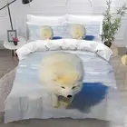 Bedding Set 3 Pieces Snow Arctic Fox Duvet Cover Double Super King Size for