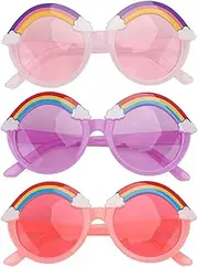 [KESYOO] 3pcs Kid Sunglasses Rainbow Sun Glasses Round UV Proof Eyeglasses Sports Wrap Sunglasses for Children Toddler Party Sunglasses Outside Eyeframe Purple Pink Red