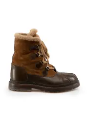 Brown Leather Panelled Shearling Boots