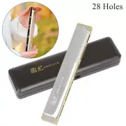 28 hole Harmonica wide range Polyphonic Key of C mouth organ with Resin Case